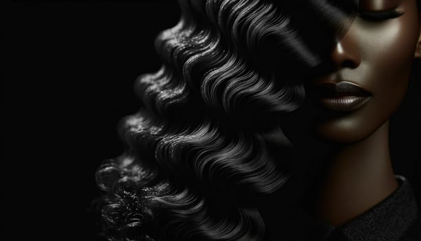 AI generated Wavy Lustrous Hair in Striking Contrast photo