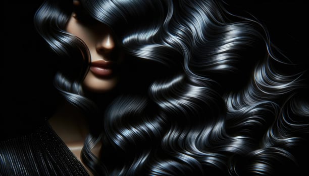 AI generated Wavy Lustrous Hair in Striking Contrast photo