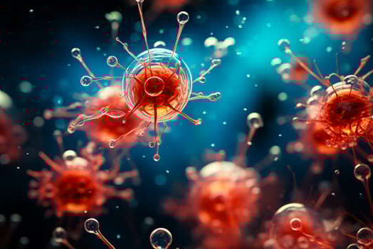 AI generated Organic cellular entities, vascular conduits, microbial organisms. Novel coronavirus, ruby blood cells, connections between cells photo