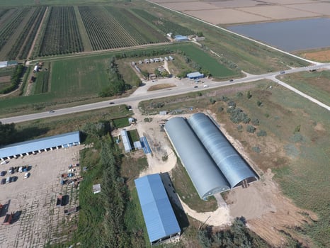 Hangar of galvanized metal sheets for storage of agricultural products photo