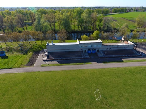 The building of the gym at the stadium. Country house of sport. photo