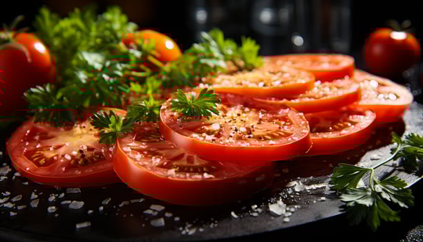 AI generated Grilled steak, fresh vegetables, healthy meal, ready to eat generated by AI photo
