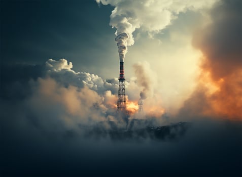 AI generated white smoke being discharged from a chimney stack photo