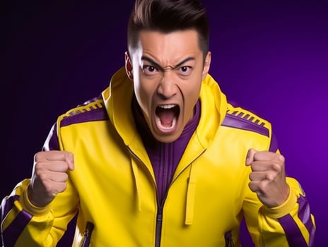 Asian man dressed in sportswear clearly active and full of energy photo