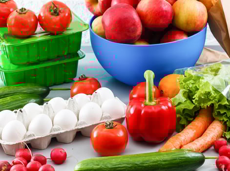 healthy foods are on the table in the kitchen photo