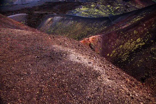 Etna national park panoramic view of volcanic landscape with crater, Catania, Sicily photo