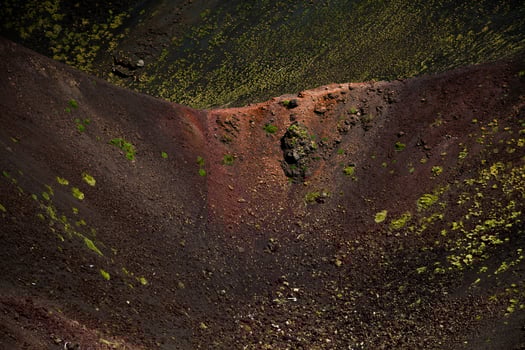 Etna national park panoramic view of volcanic landscape with crater, Catania, Sicily photo