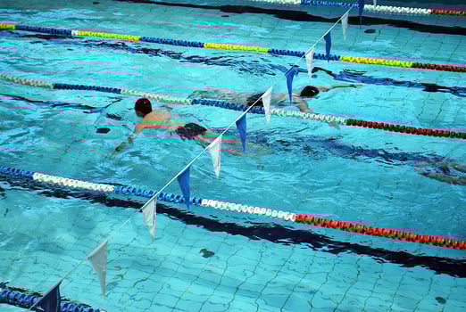Swimming in the swimming pool photo