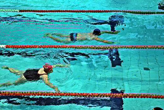 Swimming in the swimming pool photo