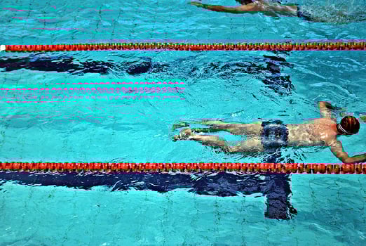 Swimming in the swimming pool photo
