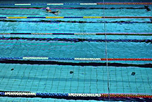 Swimming in the swimming pool photo