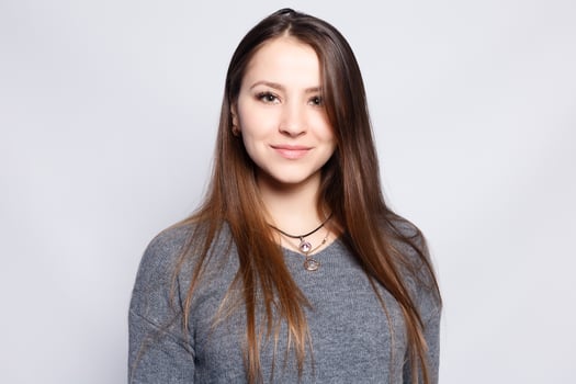 Young beautiful cute girl showing different emotions. photo