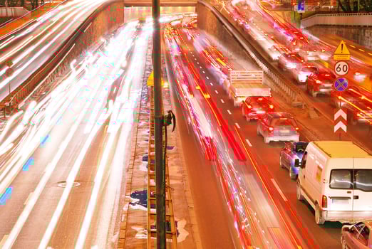 Light streaks and traces of movement in the city photo