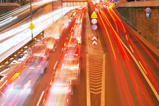 Light streaks and traces of movement in the city photo