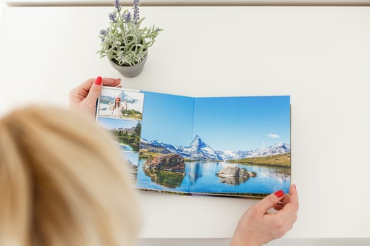 Album with photos of travel and vintage, photobook