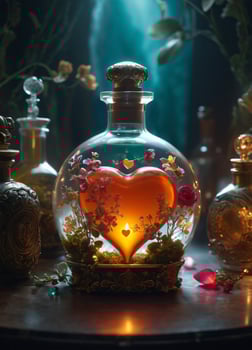 AI generated Creativity crystal heart with golden crown happy Valentine's day wallpaper photo