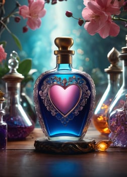 AI generated Creativity crystal heart with golden crown happy Valentine's day wallpaper photo