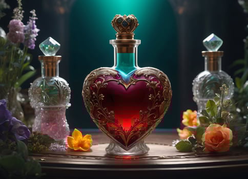 AI generated Creativity crystal heart with golden crown happy Valentine's day wallpaper photo
