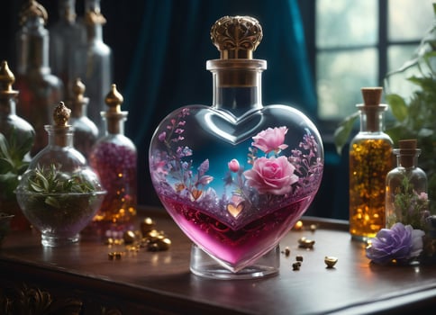 AI generated Creativity crystal heart with golden crown happy Valentine's day wallpaper photo