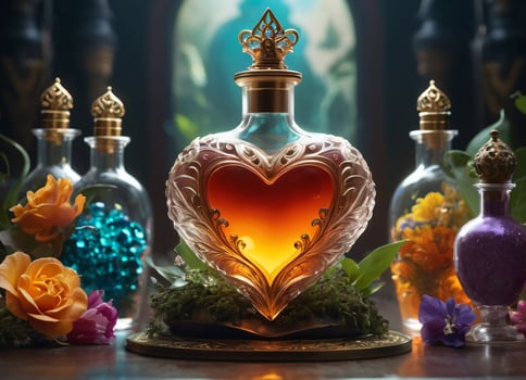 AI generated Creativity crystal heart with golden crown happy Valentine's day wallpaper photo