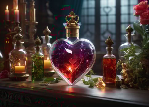 AI generated Creativity crystal heart with golden crown happy Valentine's day wallpaper photo