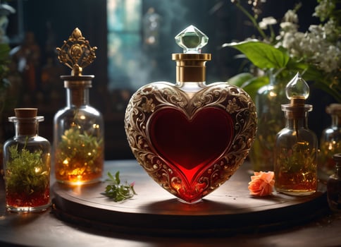 AI generated Creativity crystal heart with golden crown happy Valentine's day wallpaper photo