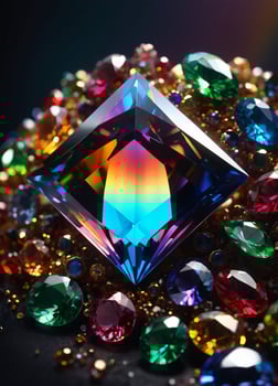 AI generated Rainbow holographic crystal gem photo