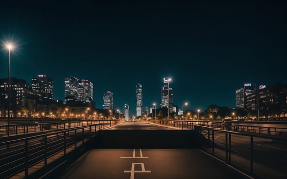AI generated Urban Serenity Night Lights and Architectural Beauty ai generated photo