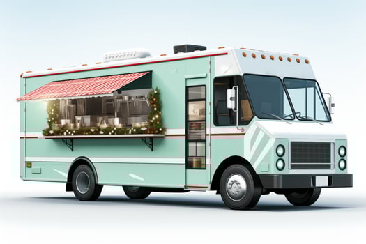 AI generated Minimalist Christmas food truck isolated on a white background photo