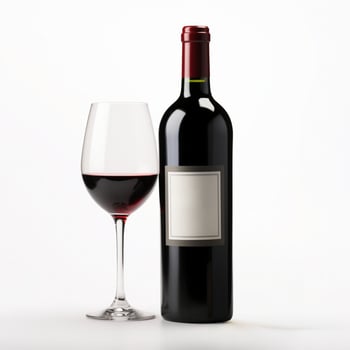 AI generated A bottle of Petit Verdot wine side view isolated on white background photo