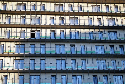 Modern and new apartment building. Multistoried, modern, new and stylish living block of flats. photo