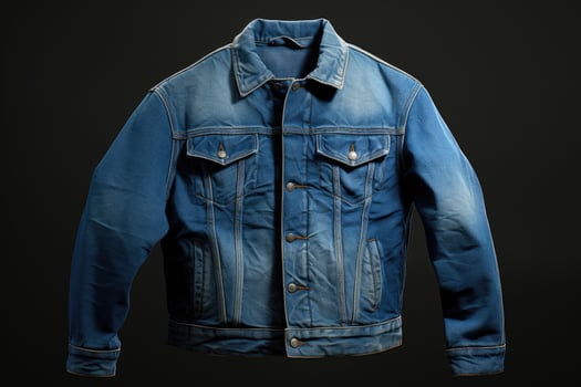 AI generated Blue jean jacket on dark background photo