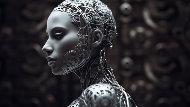 AI Generated A black and white photo of a woman's face, AI