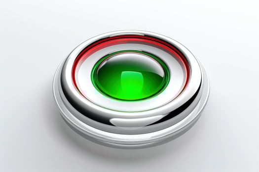AI generated Abstract high tech multicolor button on white background, Generative AI photo