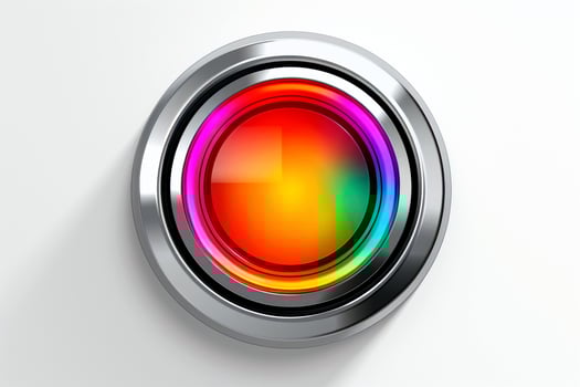 AI generated Abstract high tech multicolor button on white background, Generative AI photo