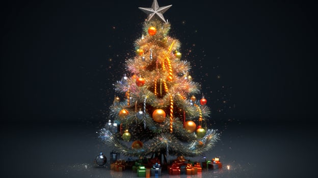 AI generated Christmas Tree with Decorations 1, Generative AI. photo