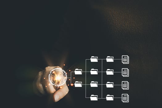 Officer manage files, Document Management System DMS, Online document database management, automated processes to manage system, ERP enterprise efficient, business technology. photo