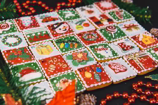 Christmas colorful cookies for background photo
