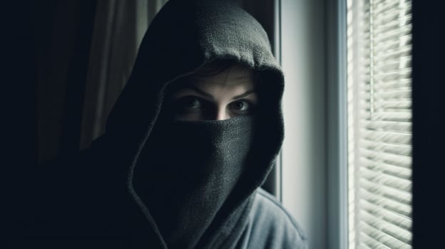 AI generated Hooded young burglar photo