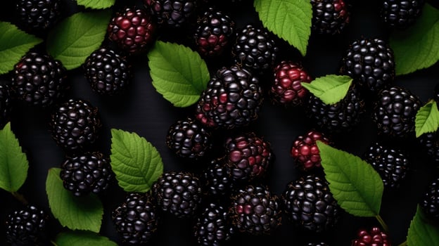 AI Generated Black fruit background freshness ripe diet ingredient blackberry delicious berries photo