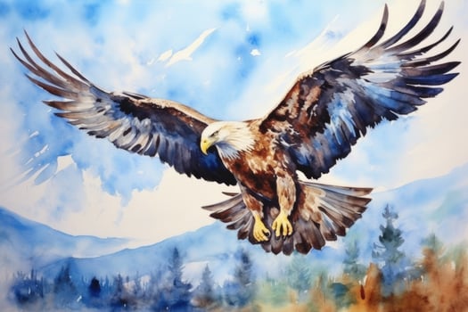 AI Generated White flying predator wild flight bird freedom majestic raptor hunter feather wildlife photo