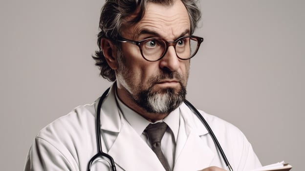 AI generated Serious middle aged doctor photo