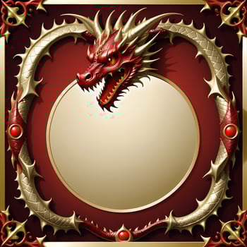 AI generated Red and Gold Dragon Border Frame Ai Illustration photo