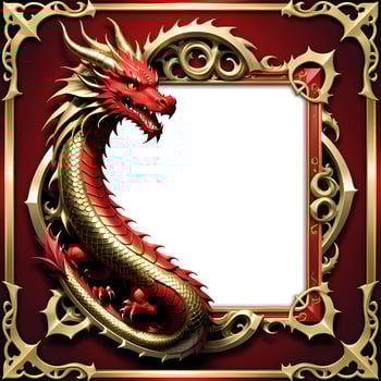 AI generated Red and Gold Dragon Border Frame Ai Illustration photo