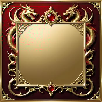 AI generated Red and Gold Dragon Border Frame Ai Illustration photo