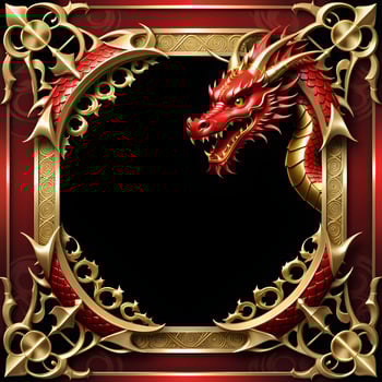 AI generated Red and Gold Dragon Border Frame Ai Illustration photo