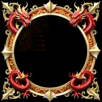 AI generated Red and Gold Dragon Border Frame Ai Illustration photo