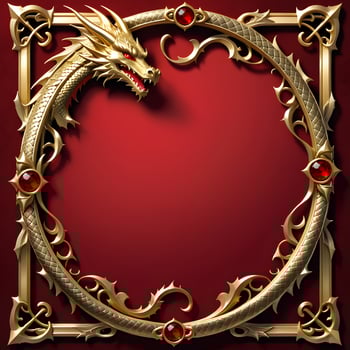 AI generated Red and Gold Dragon Border Frame Ai Illustration photo