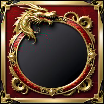 AI generated Red and Gold Dragon Border Frame Ai Illustration photo