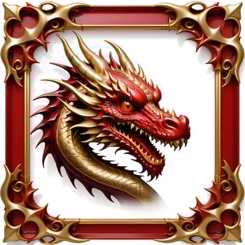AI generated Red and Gold Dragon Border Frame Ai Illustration photo